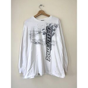 Vintage FMF Motocross Dirt Bike Graphic Art White Long Sleeve Tee Shirt